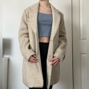Cream H&M Wool Winter Coat
